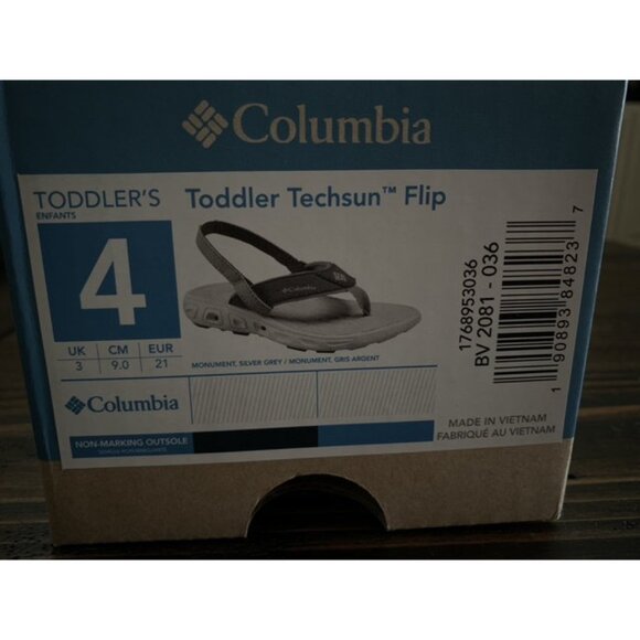 Columbia Toddler Unisex Gray Techsun Flip Flops Sz 4 - Picture 4 of 7